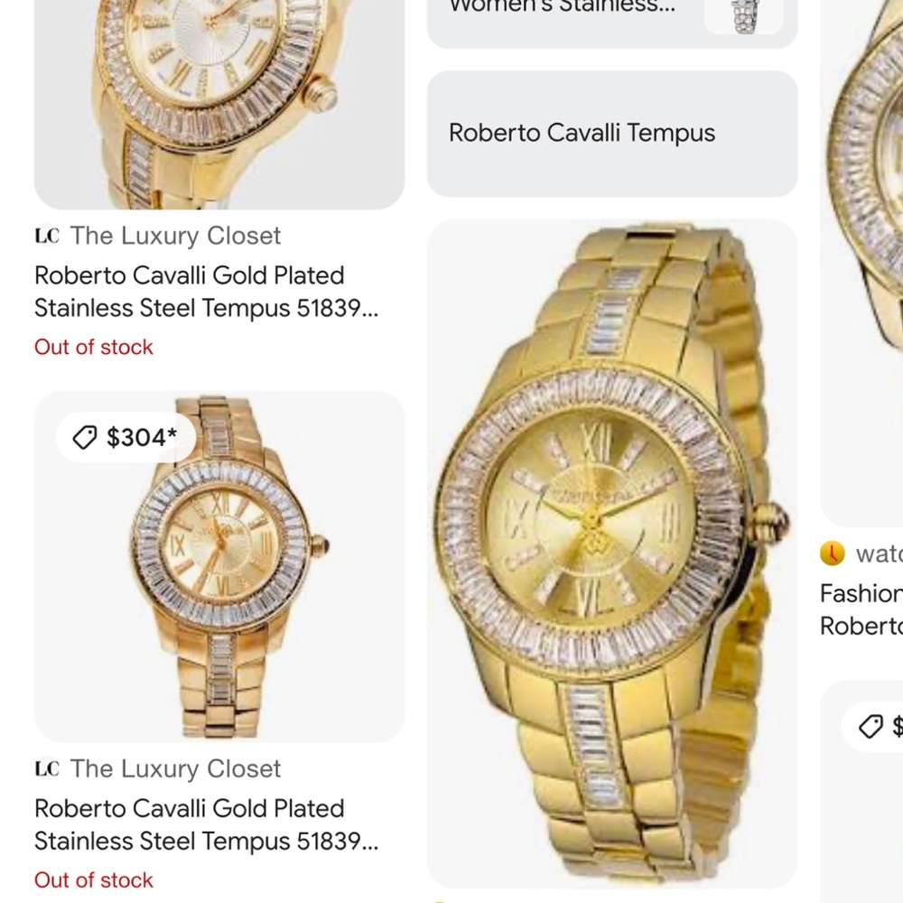 Roberto Cavalli Gold Crystal Watch - Picture 7 of 9